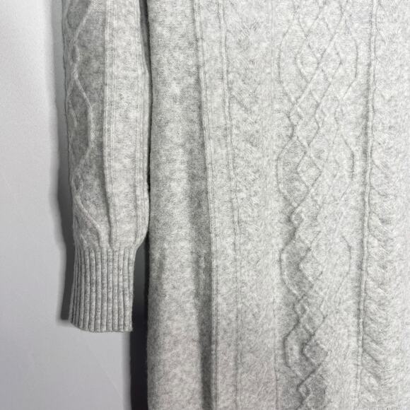 New LOFT XSmall XS Light Gray Cable Sweater Dress Long Blouson Sleeve Wool Blend - Picture 5 of 9